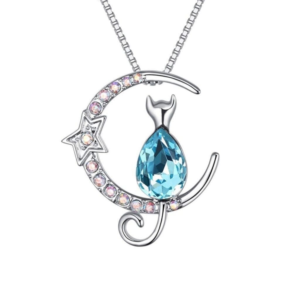 Colar Swarovski Silver 925 Kitten Moon com corrente de 45 cm