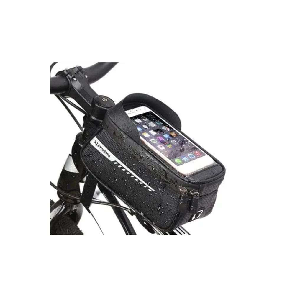 Bolsa de celular impermeável para bicicleta Pulg de 6,5 polegadas preta