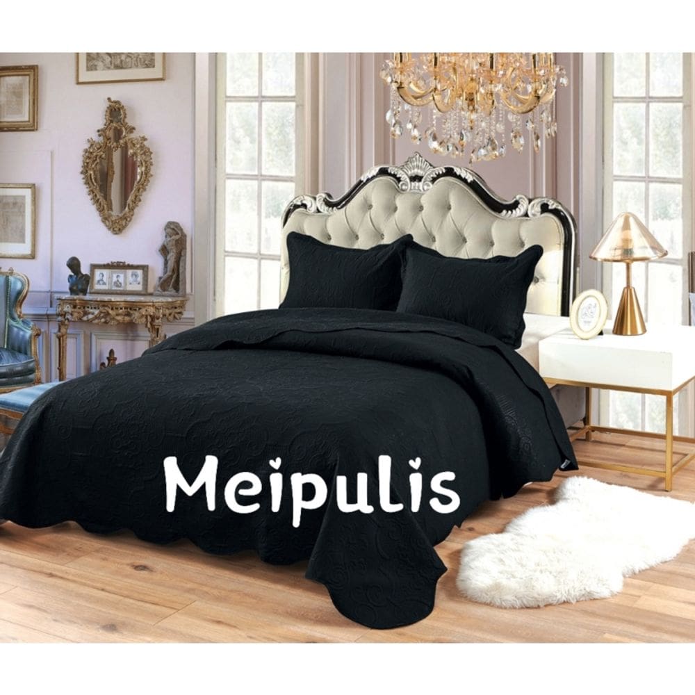 Capa de verão/edredão de 2 lugares preta 230 cm x 250 cm