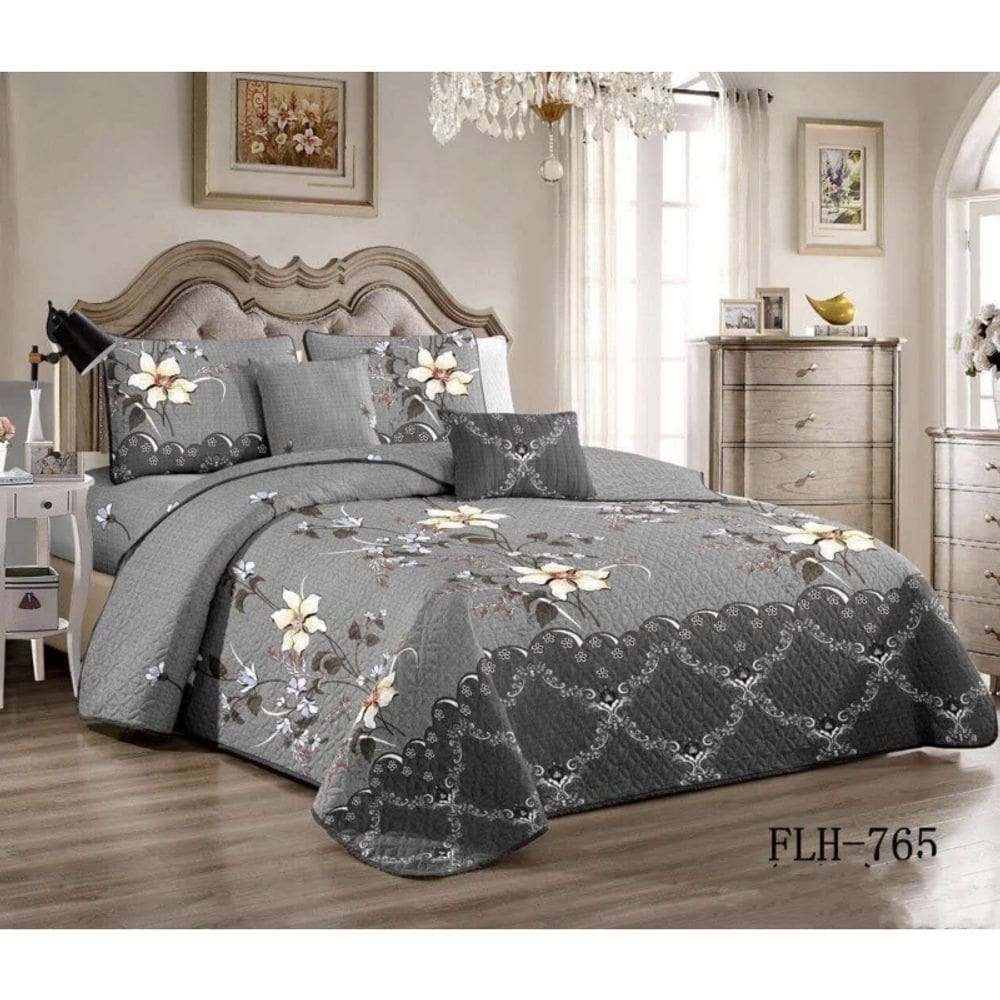 Capa de verão/edredão de 2 lugares cinza 230 cm x 250 cm com 2 xícaras