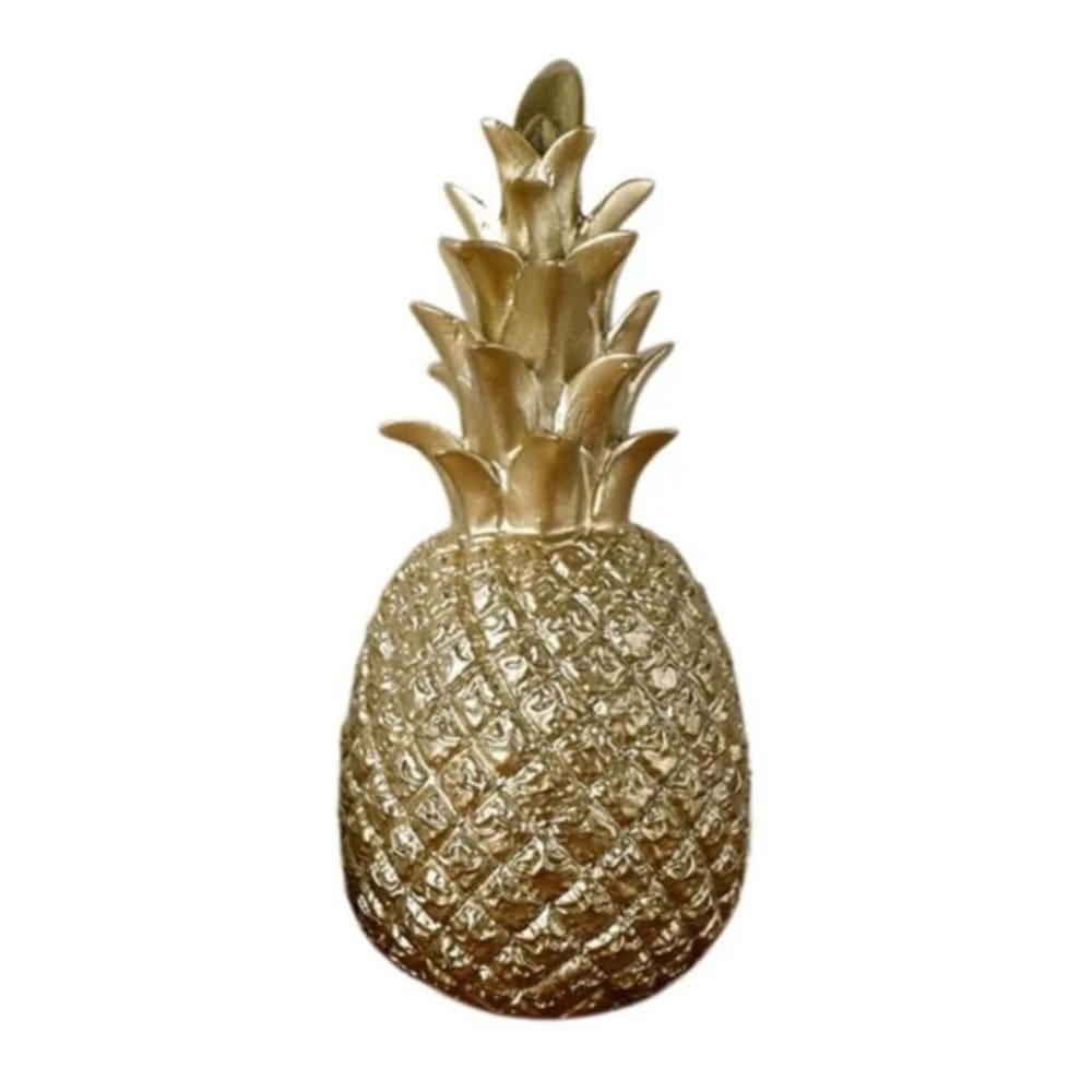 Resina decorativa de ouro de abacaxi com 20 cm de altura x 9 cm de largura