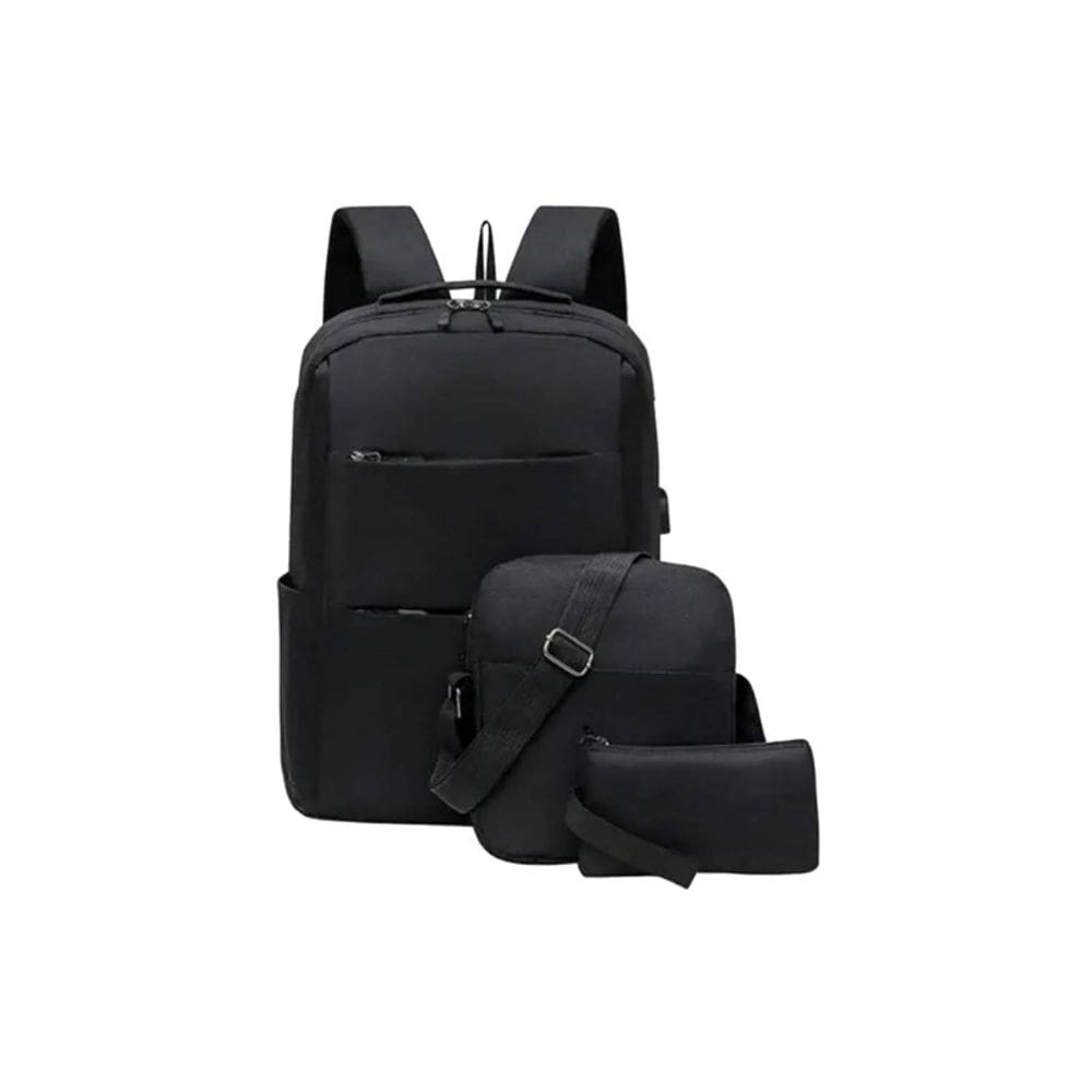 Conjunto de mochilas para computador de 3 peças - preto