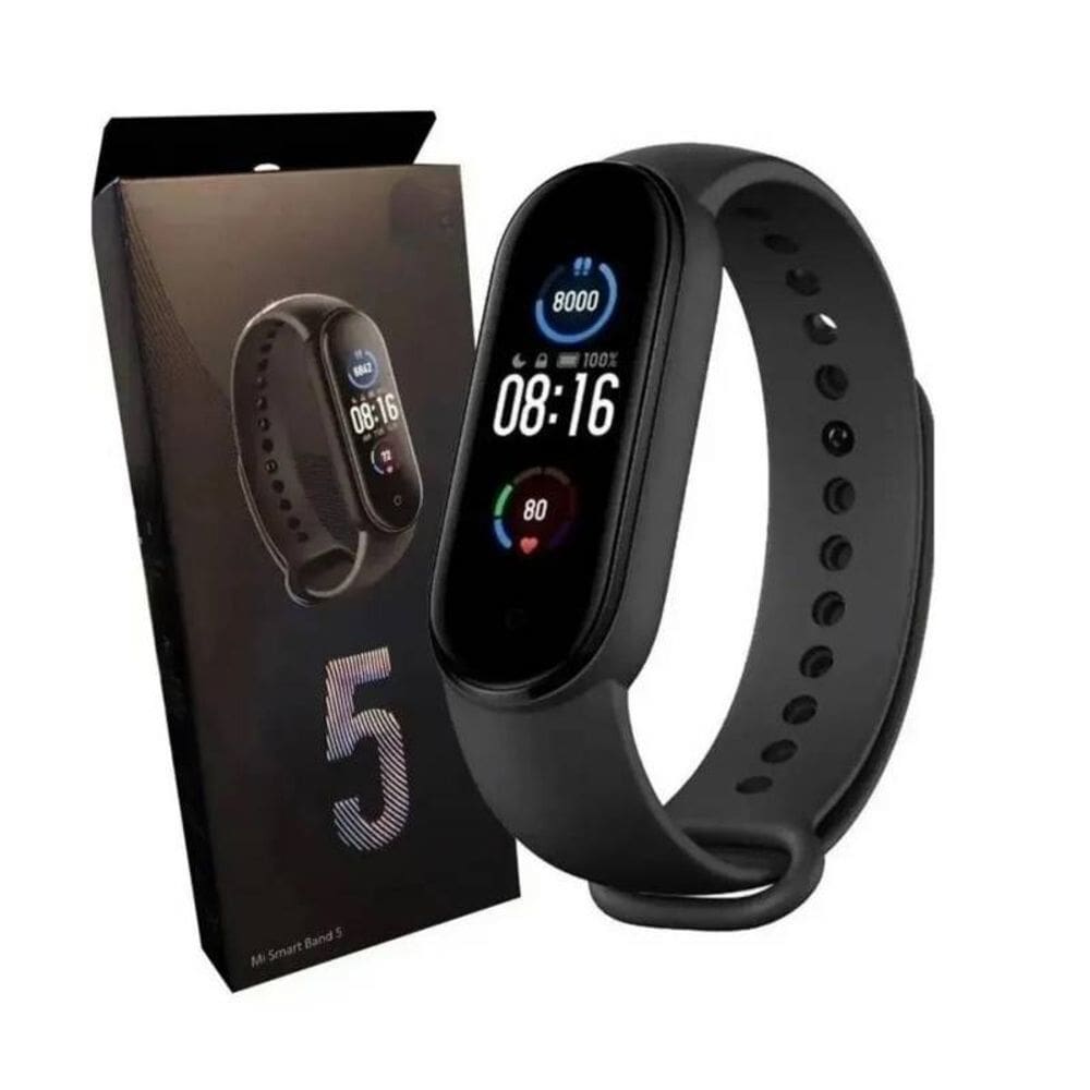 Relógio inteligente Smartband M5 com monitor de frequência cardíaca - preto