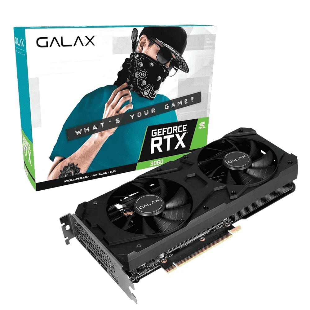 Placa De Video Galax Geforce RTX 3060 1-Click OC 2X 12GB GDDR6 192 Bits - 36NOL7MD1VOC