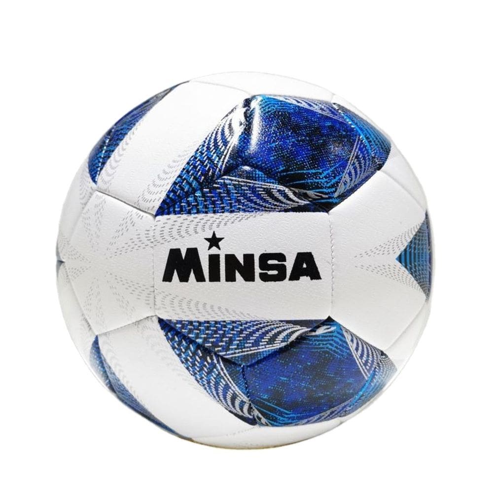 Bola de futebol Minsa No. 5 com design azul para jogos e treinamentos