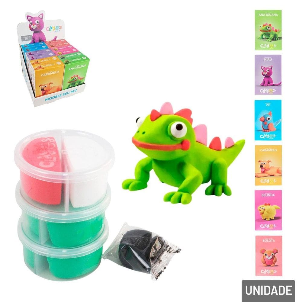 Massinha de Modelar 05 Pçs AIR Clay Pets - Tudo em Caixa