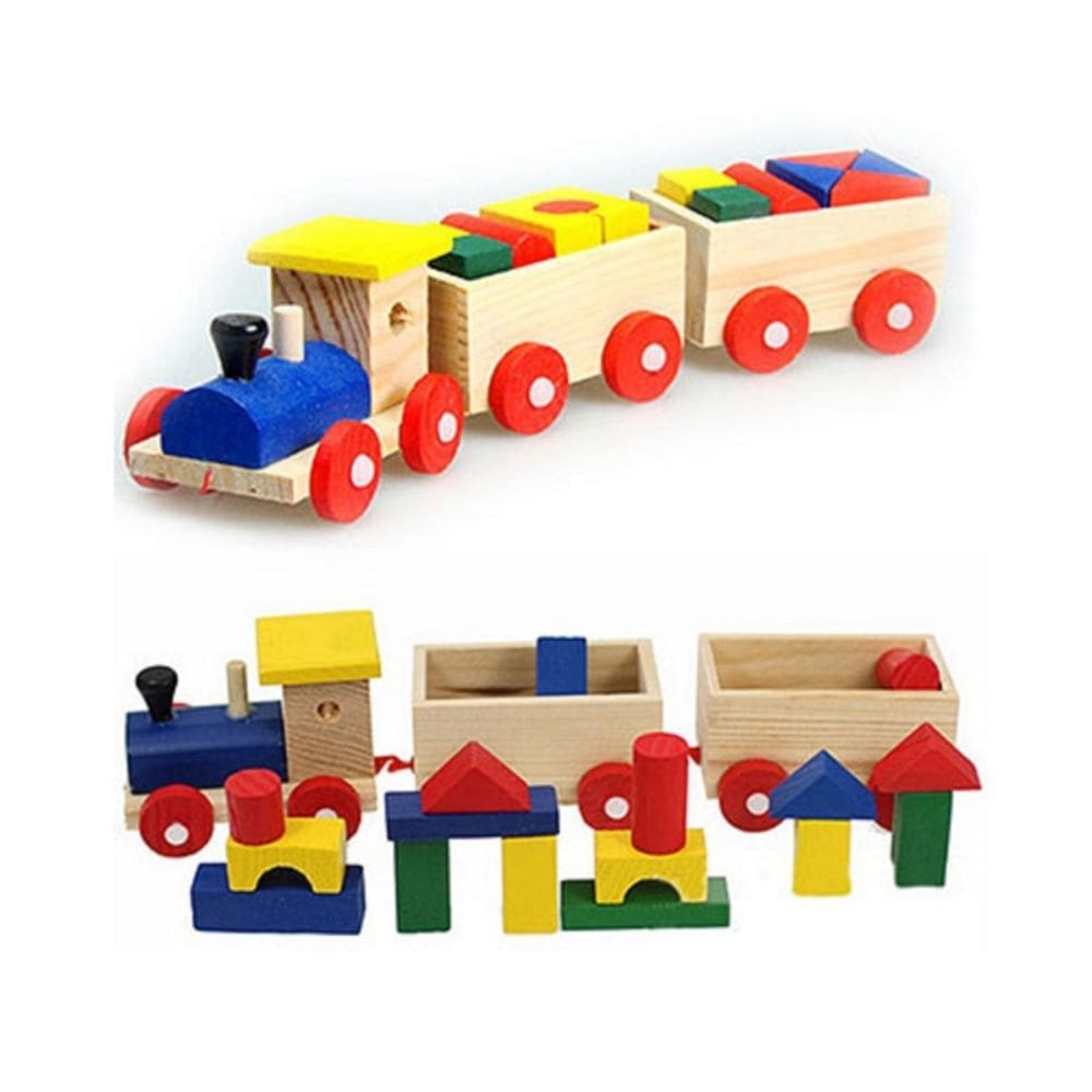 Conjunto de trem de madeira, brinquedo educativo para crianças com mais de 3 anos