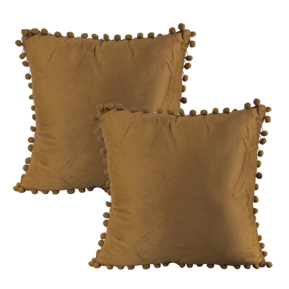 Capa de almofada Cafe Velvet com pompons de franja 45x45cm x2