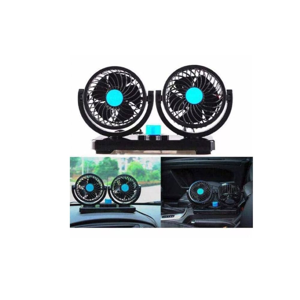 Ventilador duplo para carro com 2 velocidades de rotação de 360 graus 12V DC 6,5W