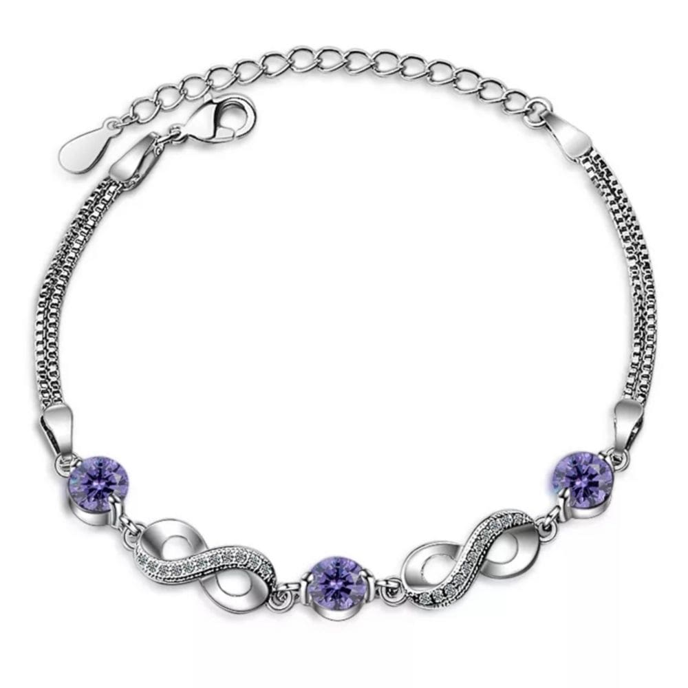 Pulseira Infinity Amethyst 925 em prata para mulheres