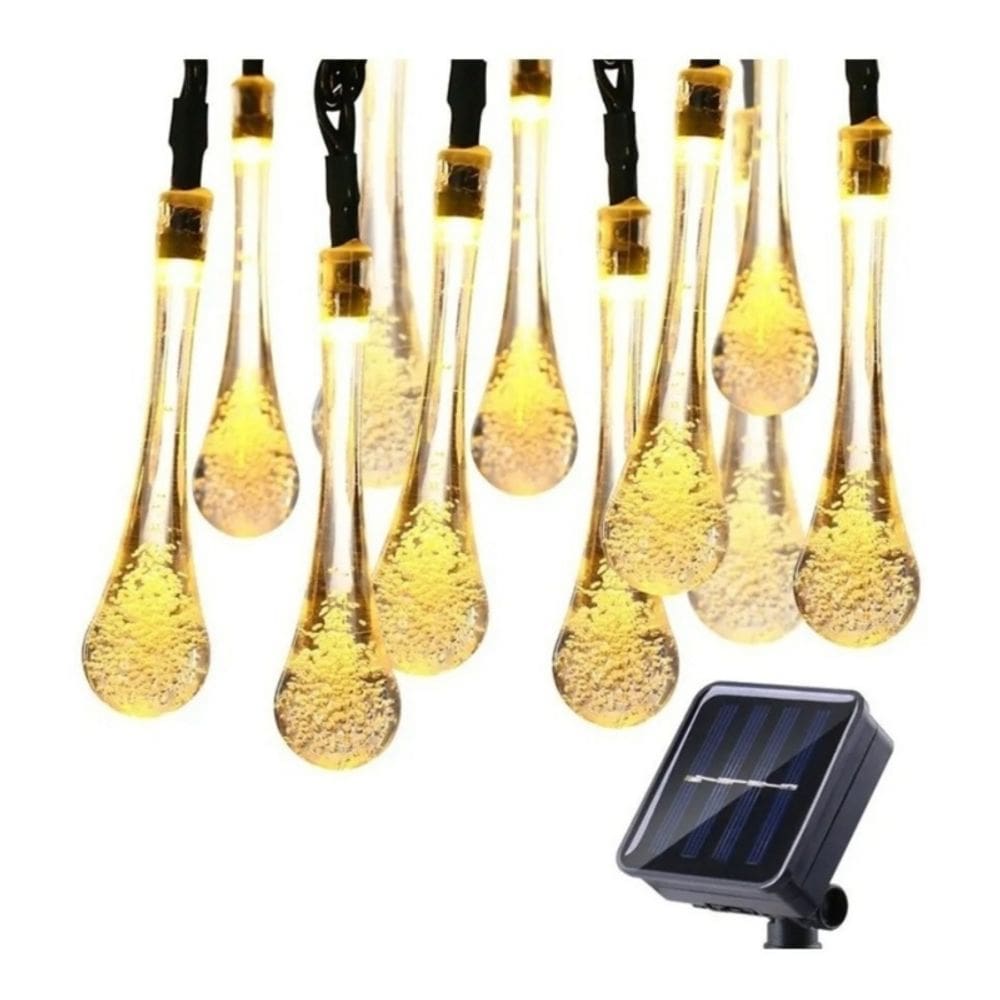 Solar Garland Fairy Drops 30 LED de 7 m reforçado com painel solar