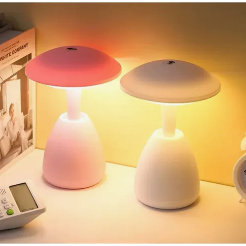 Luminária De Mesa Cogumelo Rosa - Tudo em Caixa