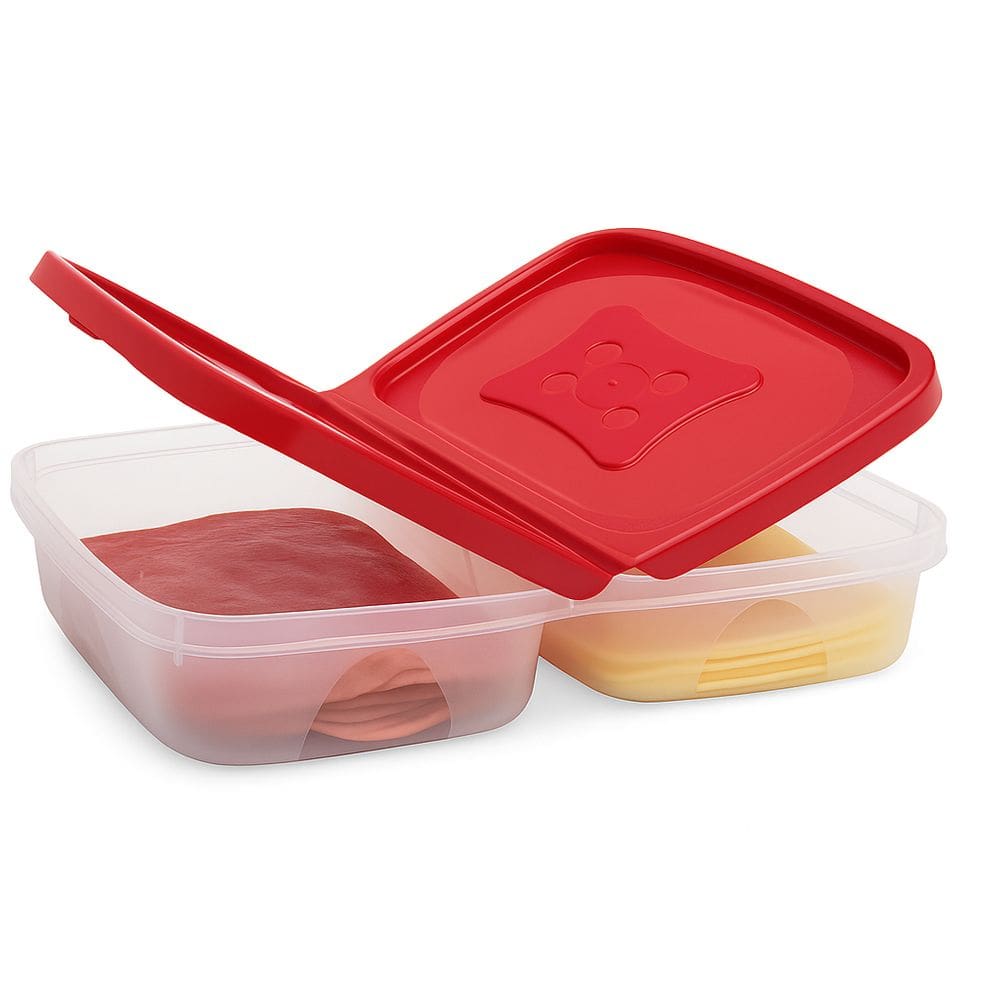 Porta Frios Com Tampa Duplo Dobrável 1100 ml Pote Queijo Presunto Plástico Jaguar