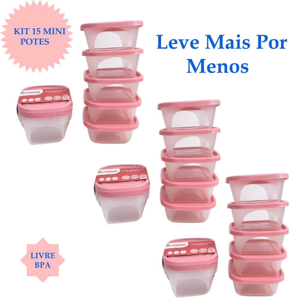 Kit 15 Potes Plastico Pequenos 230ml BPA FREE