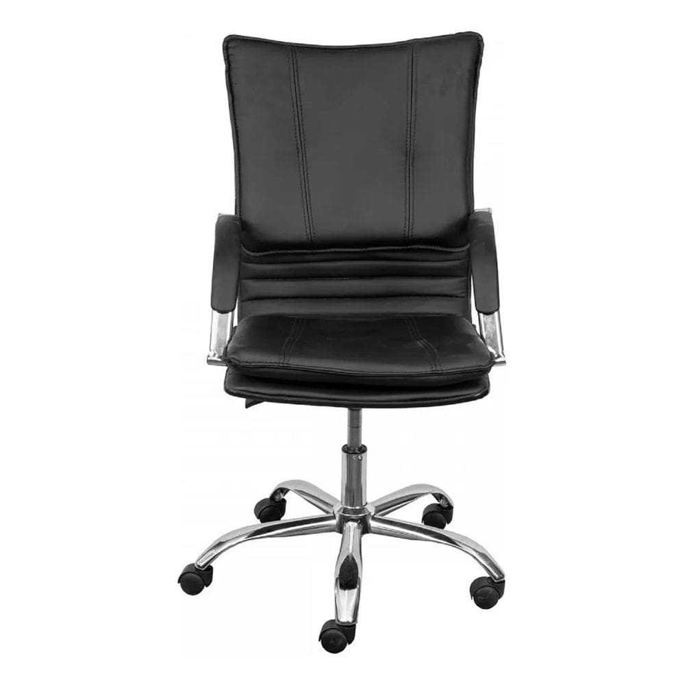 Cadeira de Escritório Giratória Denver Preta Base Cromada