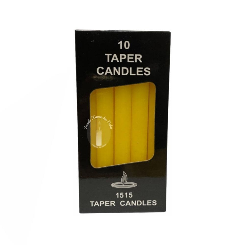 Velas amarelas 10 unidades de 15 cm de altura x 1 cm de diâmetro