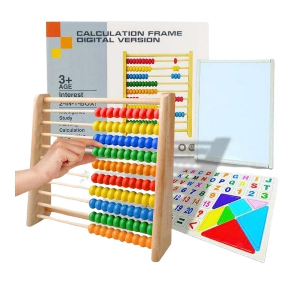 Quadro didático duplo com Abaco para crianças de 3 anos ou mais