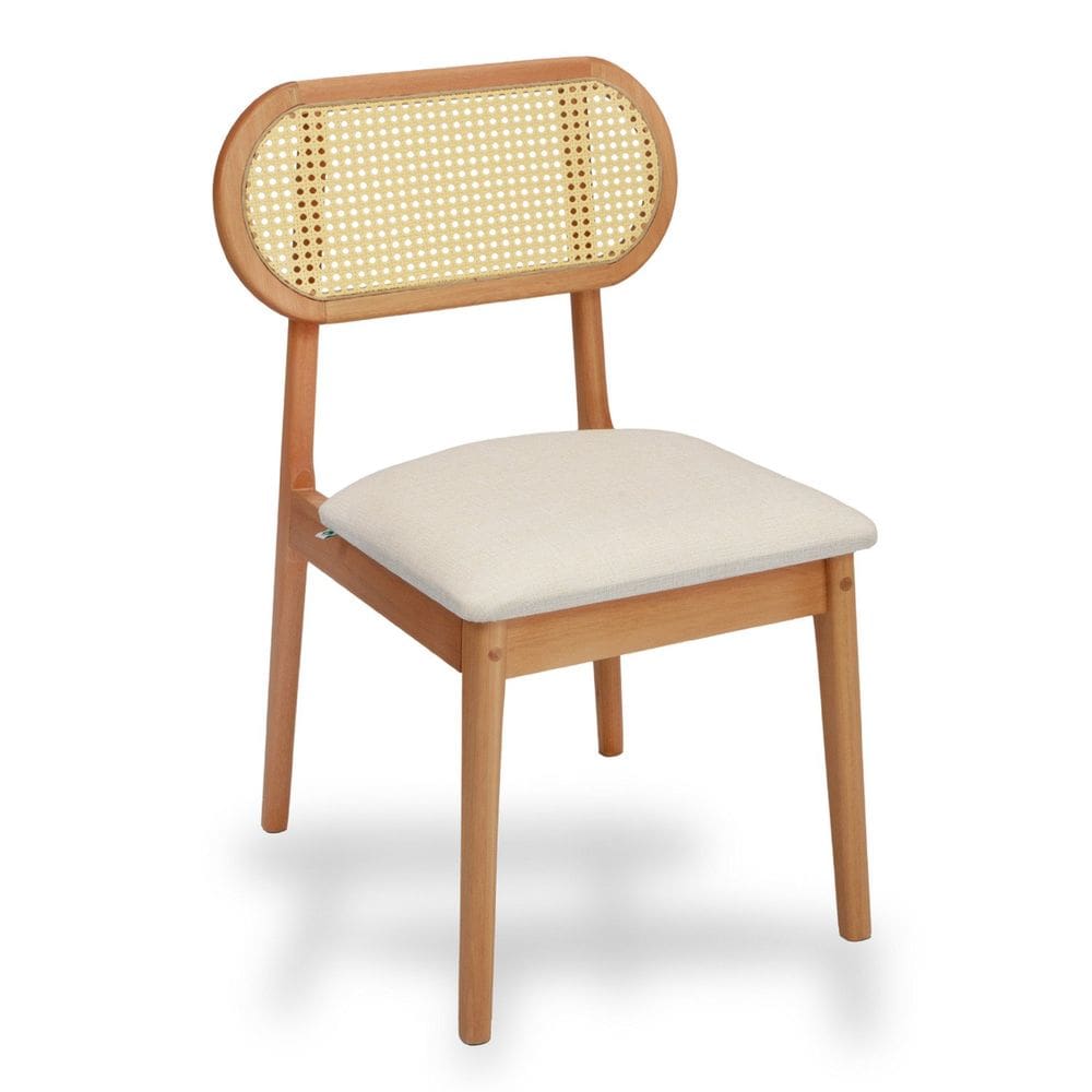 Cadeira Madeira Maciça Encosto Telinha de Rattan Lima Nozes