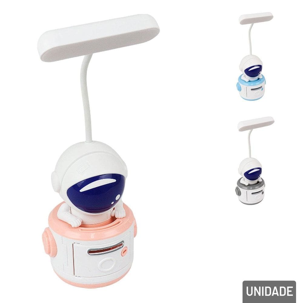 Luminária de Mesa 28cm Astronauta Suporte Color - Tudo em Caixa