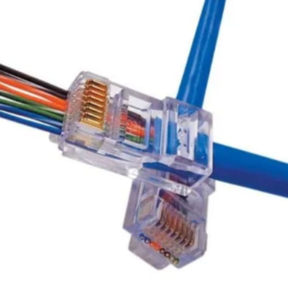 Conector de passagem RJ45 Cat6 10 unidades