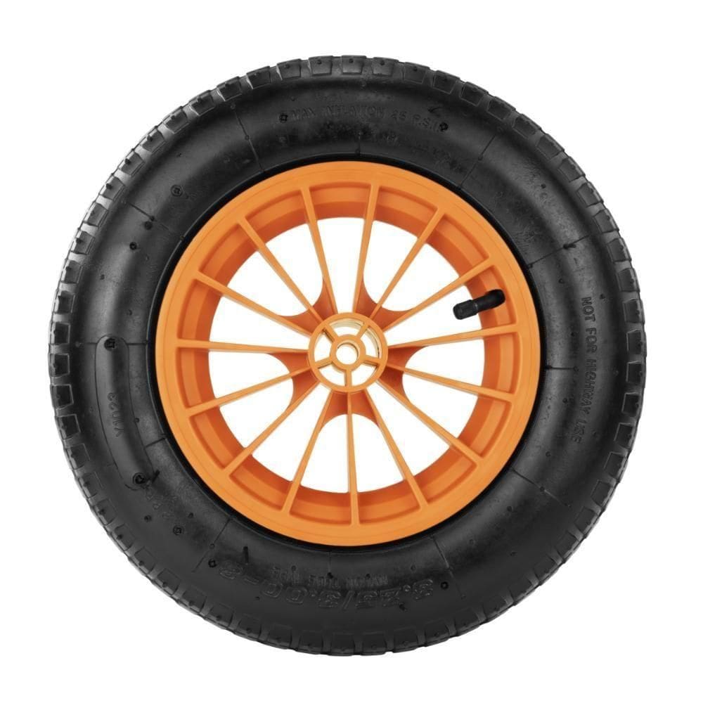 Pneu Com Câmara Tramontina 3.25-8 Polegada Com Roda Plástica 8 Para Carrinho De Mão