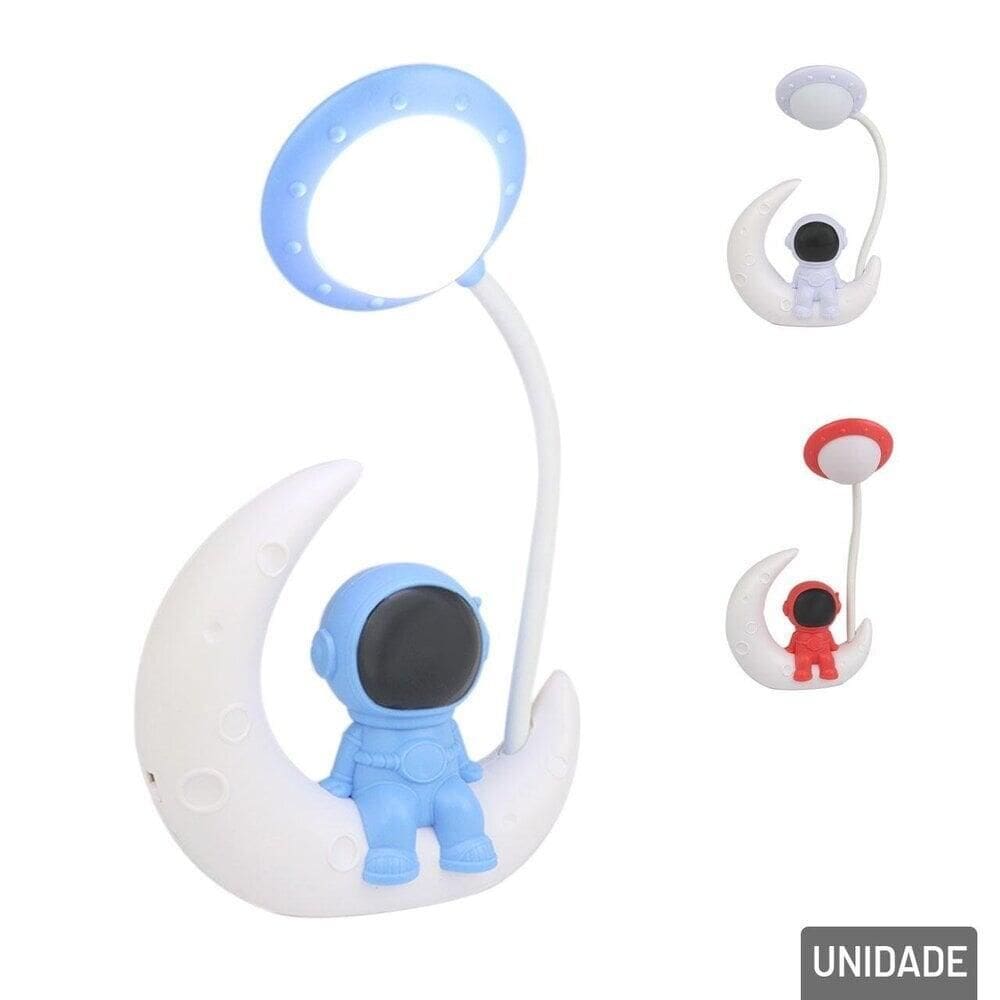 Luminária de Mesa 26cm Astronauta e LUA LED Color - Tudo em Caixa