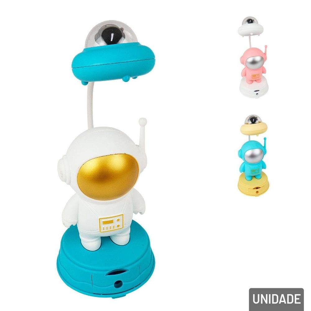 Luminária de Mesa 30cm Astronauta Suporte Color - Tudo em Caixa