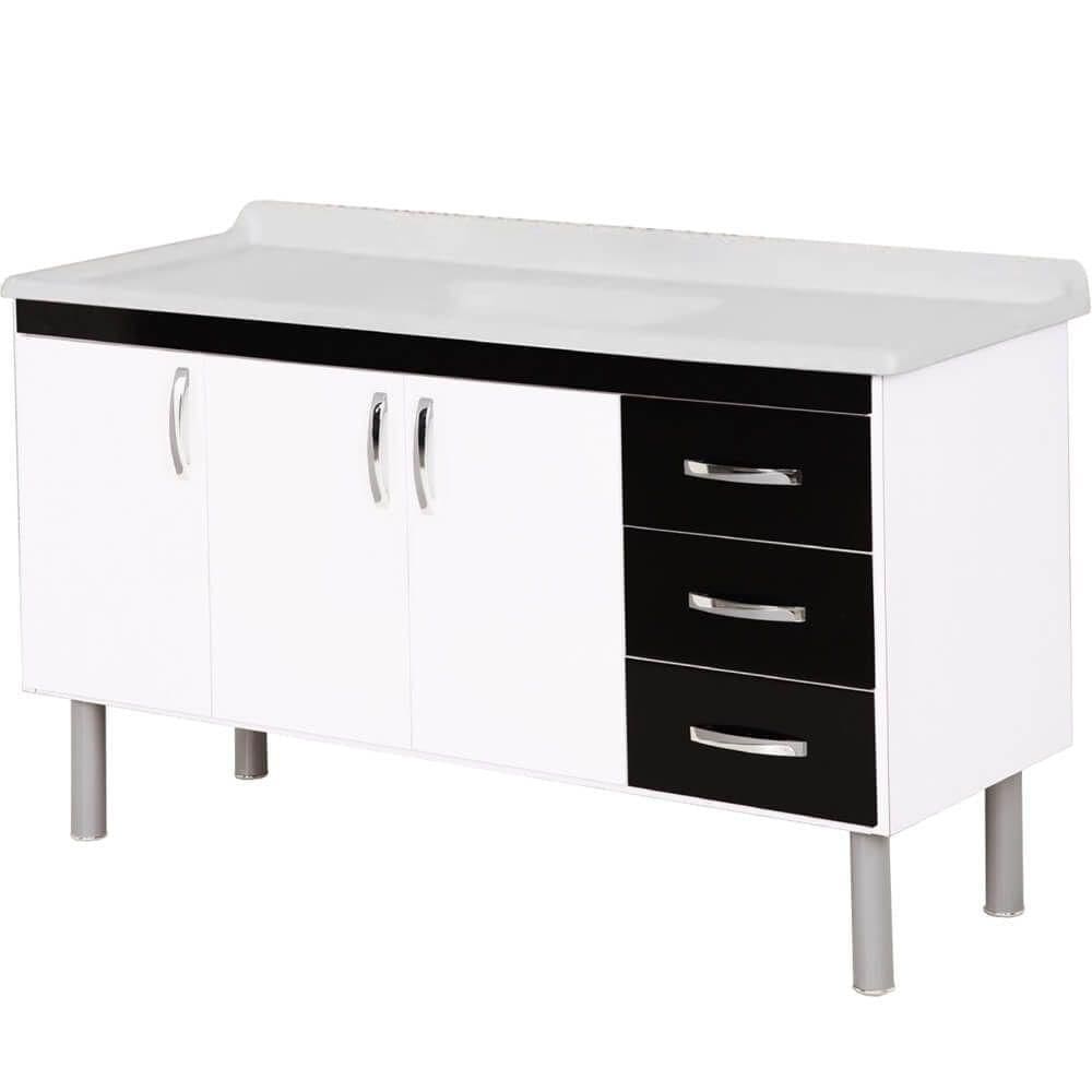 Armário Tóquio 144,2cm Branco Com Preto - 539415 - A.j.rorato Armário Tóquio 144,2cm Preto - 539415 - A.j.rorato