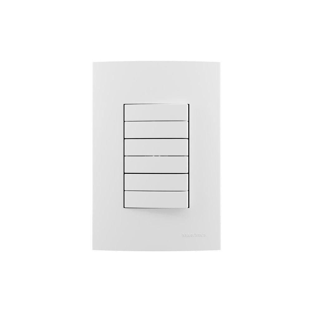 Interruptor Duplo Simples Triplo Margirius Sleek 10a Com Placa 4x2 Branco