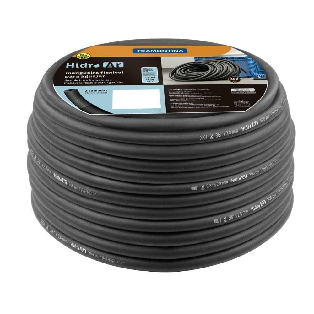 Mangueira Hidro Ar 300 Psi Tramontina Para água-ar Em Pvc Flexível 5-16 Polegada X 2,8 Mm 3 Camadas 50 M
