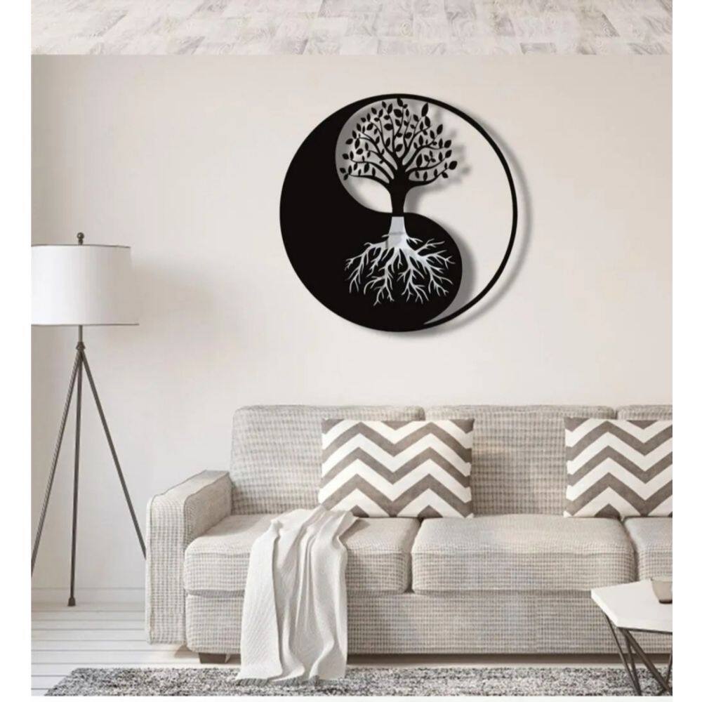 Imagem decorativa: MDF de madeira, forma Yin Yang, 40cm x 40cm