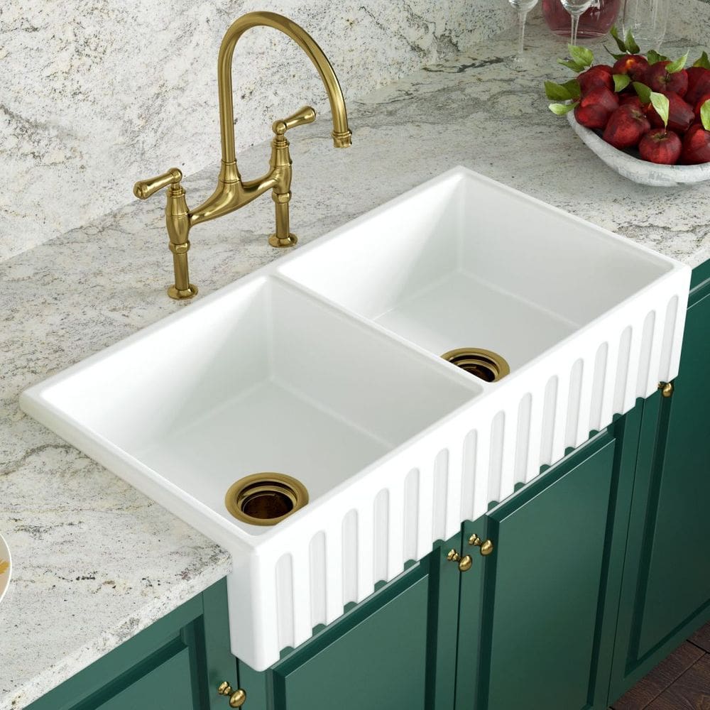 Cuba Cozinha Farm Sink Dupla Romana 87 Cm Estilo Fazenda Avental