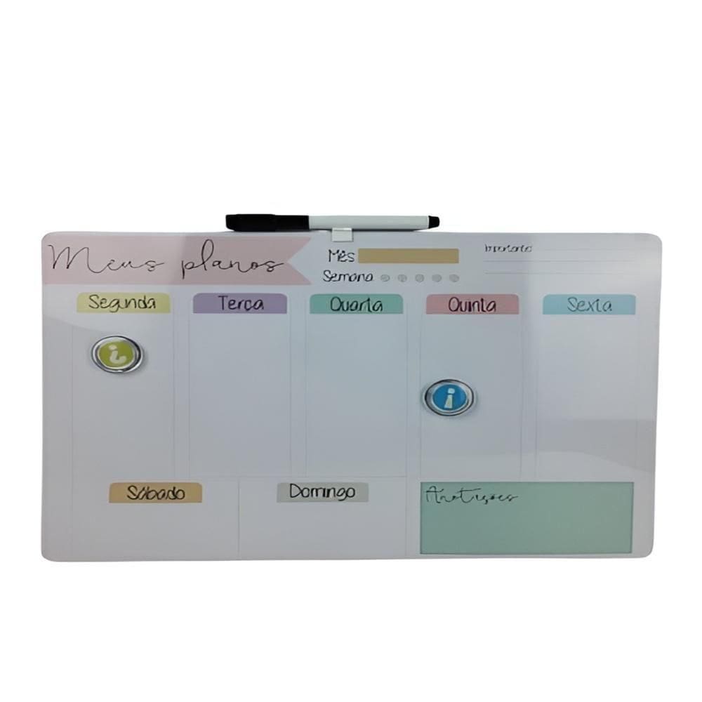 Lousa Magnética Planejamento Mensal Quadro Planner Semanal Tarefas Anotações Mural Planejador Diário Com Ímãs