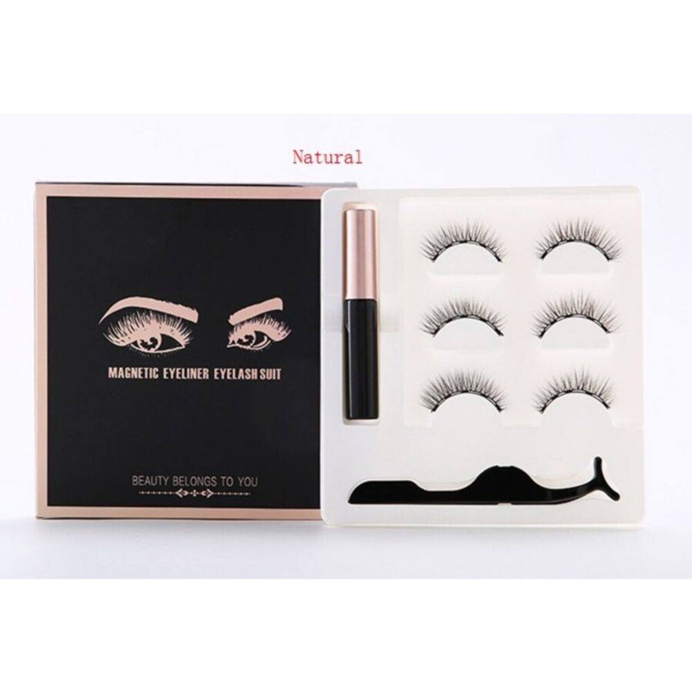 Conjunto de cílios magnéticos 3 em 1 natural, denso e longo