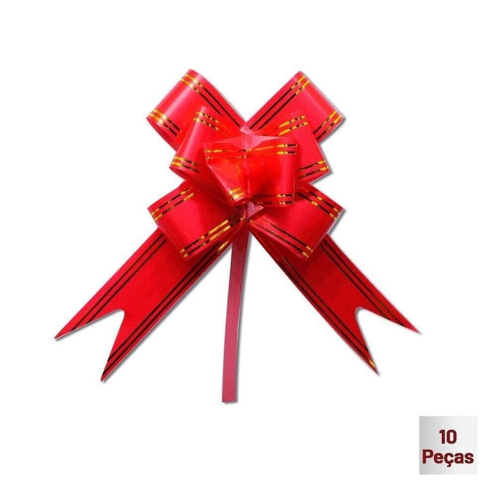 Laço Para Presente 10 Pçs 1,8x35cm Linhas Vermelho - Tudo em Caixa