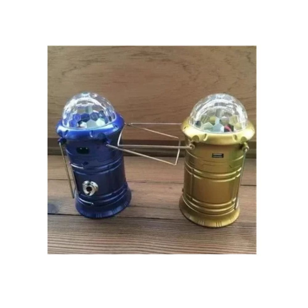 Lanterna de acampamento LED 2 em 1 com luz giratória recarregável