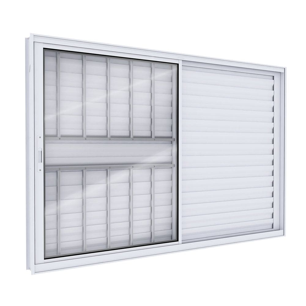 Janela Veneziana de Aluminio de Correr Lateral com Grade 100x120cm Lucasa Ideale Branco