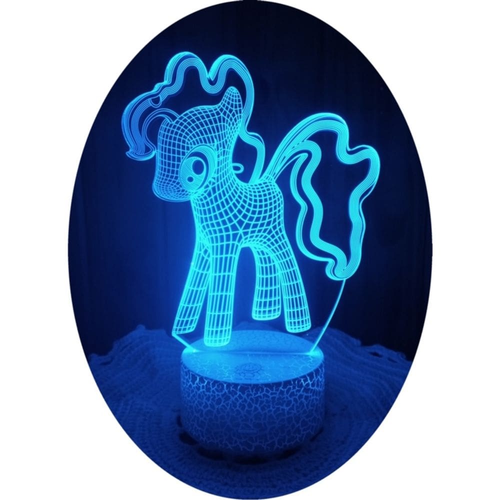 Lâmpada 3D Illusion My Little Pony LED de 7 cores com base acrílica