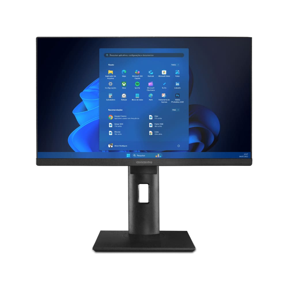 Computador All In One Concórdia Core i5 12400 8GB DDR4 SSD 256GB 23.8``Full Hd Webcam WiFi Preto