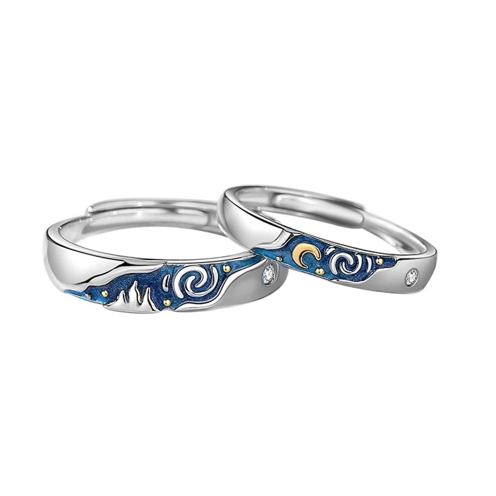 Anéis ajustáveis para casais Van Gogh Love Illusions Silver 925