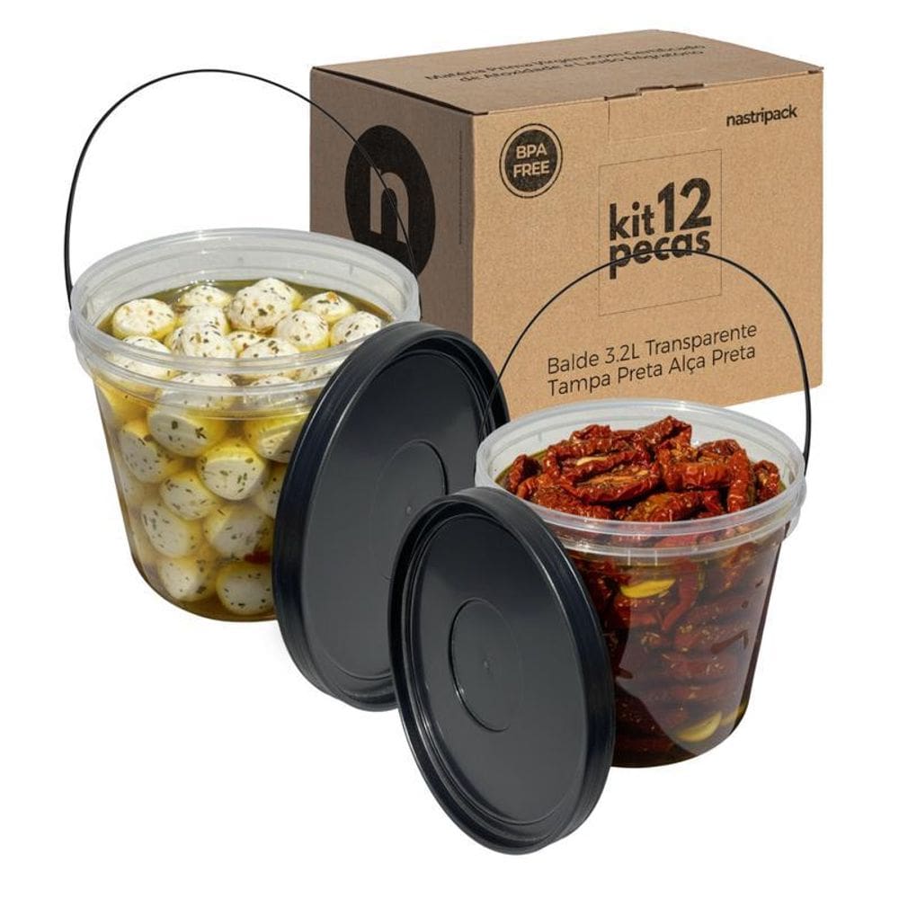 Balde Para Despejar Tinta 3.2L Com Tampa Preta - 12 Pçs