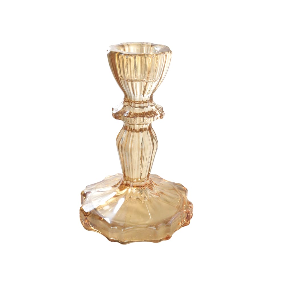 Castiçal De Vidro Ambar Eloysa 4X7,5X11cm