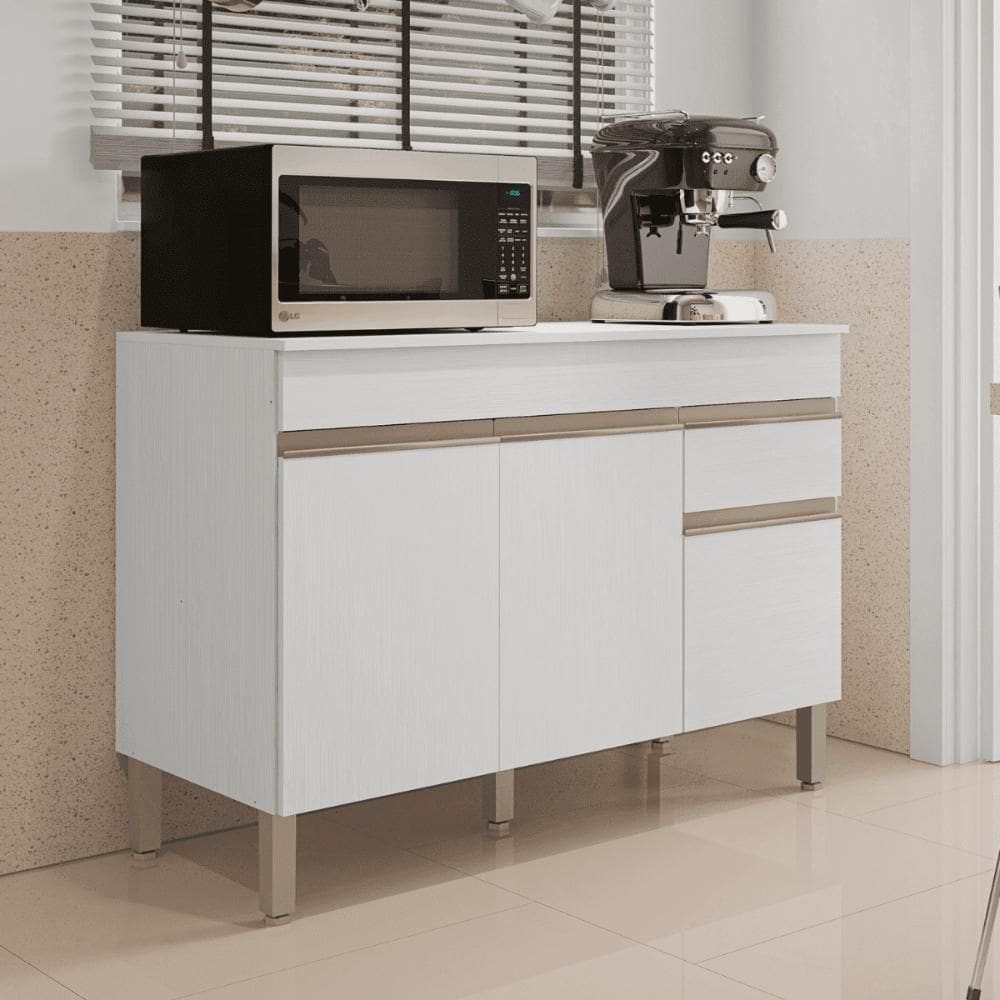 Balcao 3 portas c/ gaveteiro 1,20 Linea C/ Tampo Supremo