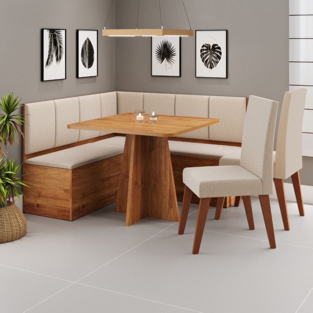 Canto Alemao com Bau Syrah com 2 Cadeiras Milao Viero