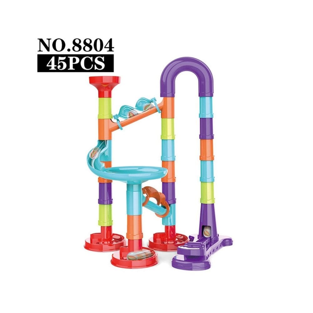 Conjunto de blocos de construção de 45 peças para montagem em corridas de bola