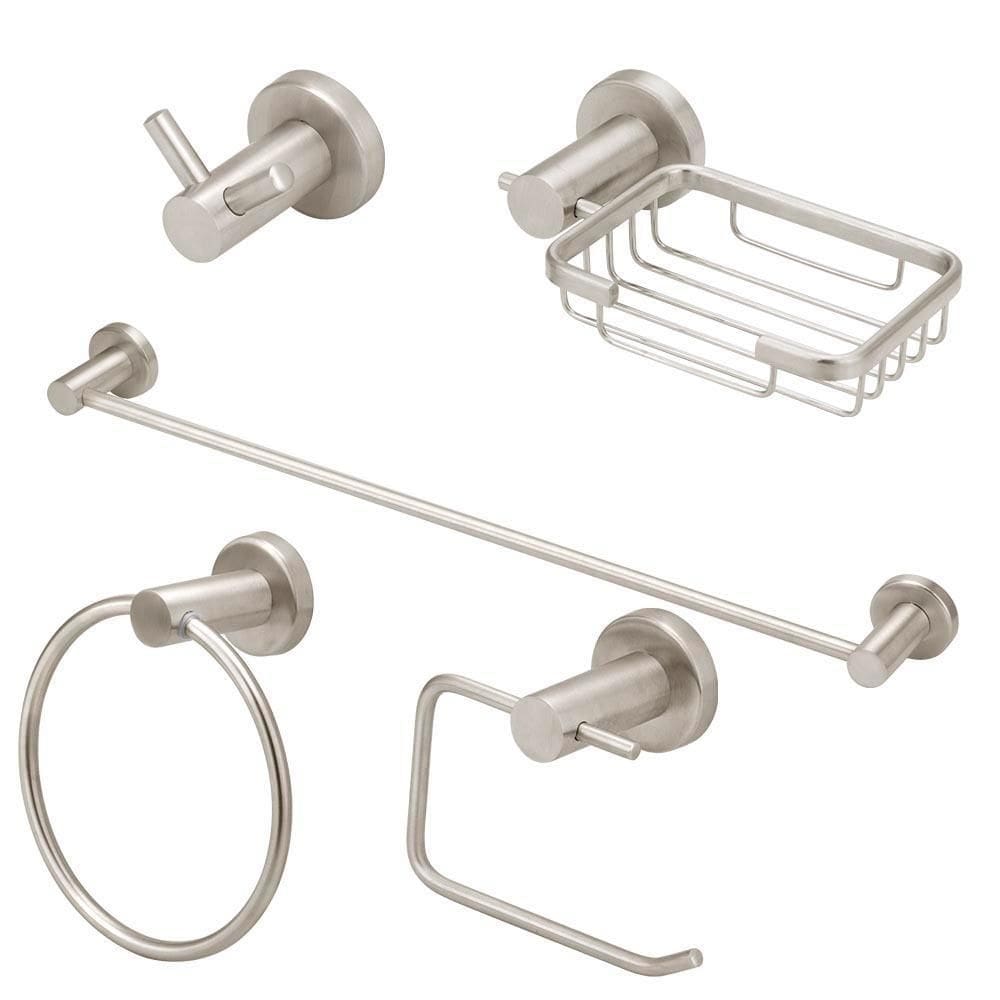 Kit Acessórios Banheiro Inox Escovado 5 Peças Completo