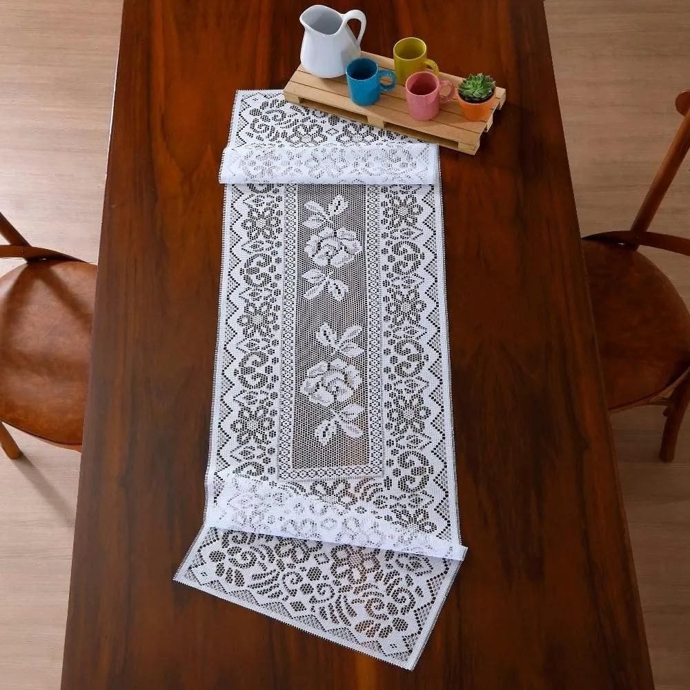 Caminho De Mesa De Renda 40X150Cm Valência Branca Interlar