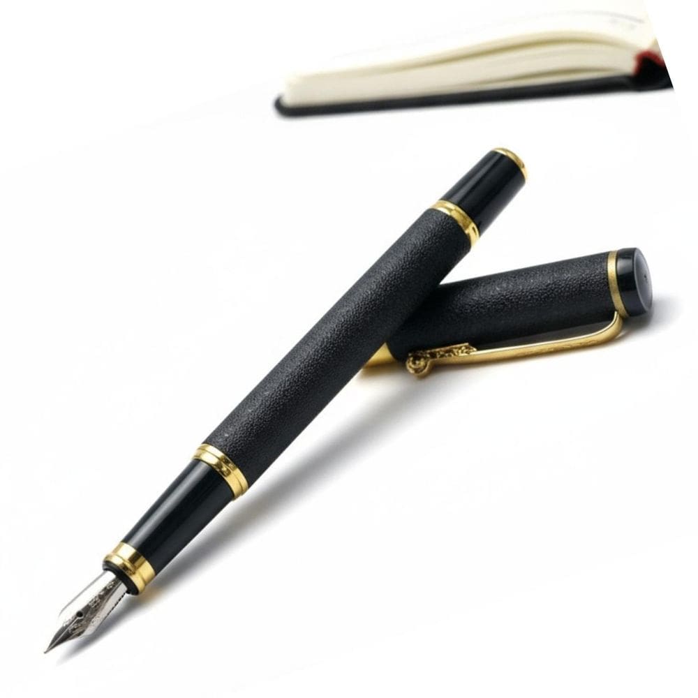 Caneta Tinteiro Pena Brilhante Preta 0,5Mm Luxo Presente