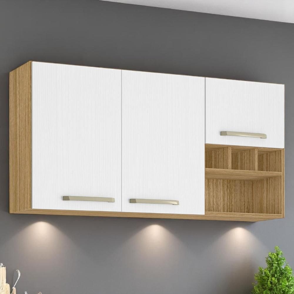 Armário Susp. 3 portas 3 gaveteiros 1,20 Lapis Freijó Supremo