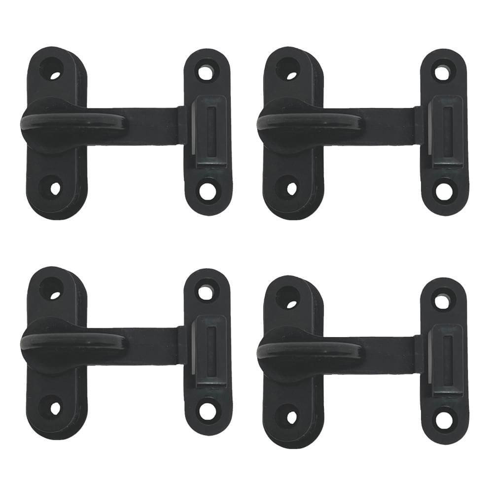 Kit 4 Tranqueta Trinco Pvc Para Porta Sanfonada Janela Preto